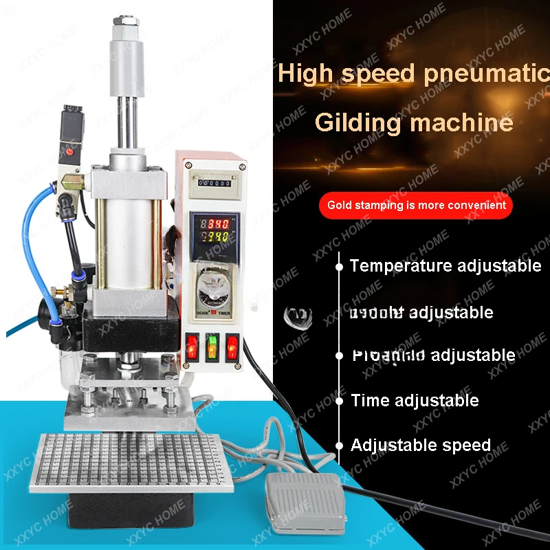 Embossing Machine Pneumatic Leather Branding Machine LOGO Stamper Machine Leather Stamping Tool Small Pneumatic