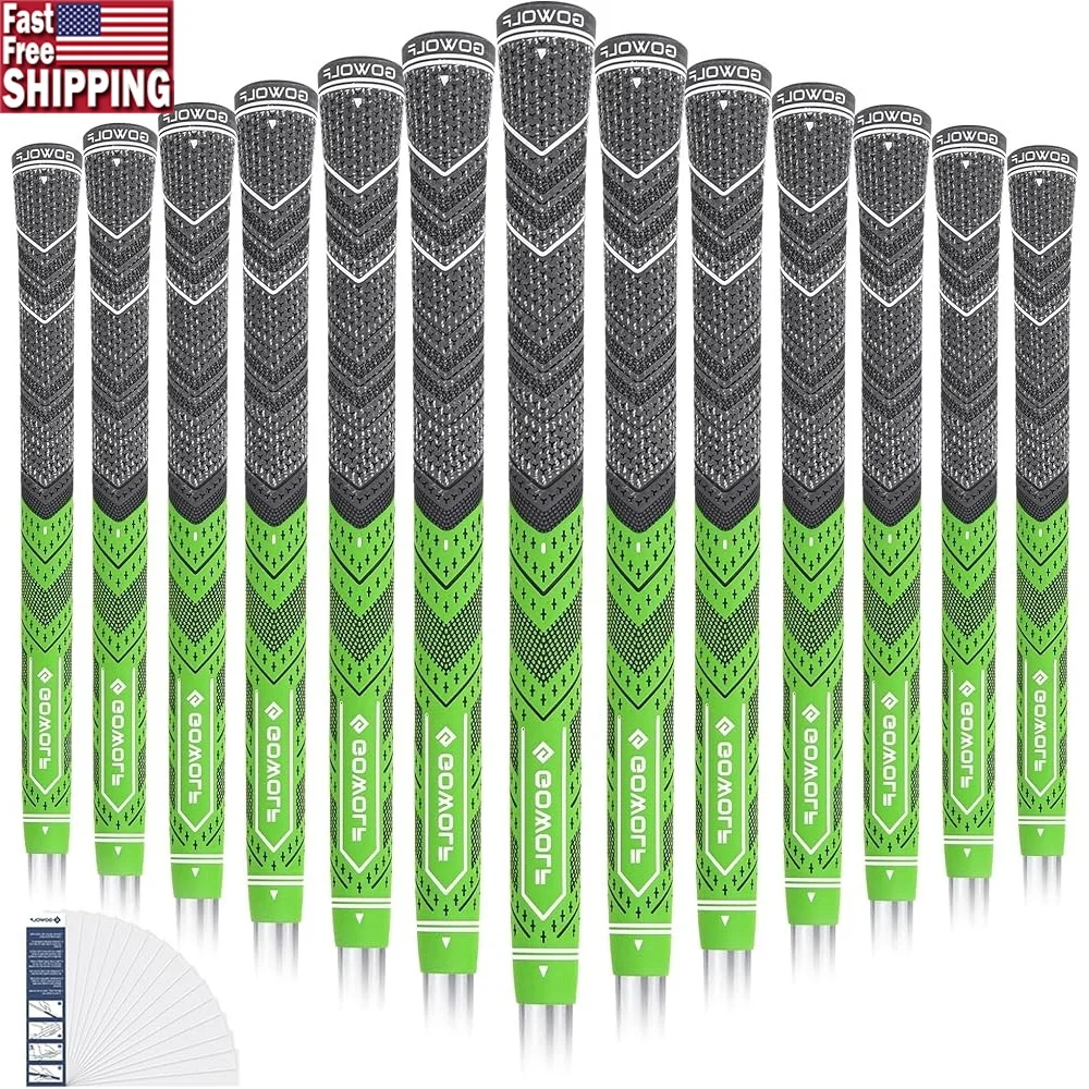 

Premium Rubber Golf Grips Multi-Compound Cord Anti-Slip Soft Texture For Driver Irons Choose 13 Grips Plus 15 Tapes
