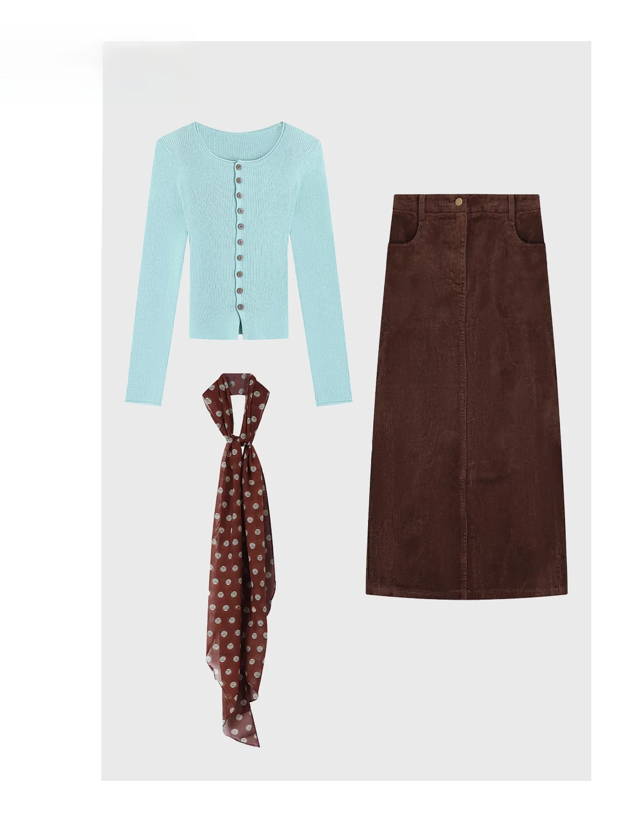 

plus Size een Knitted Top And Brown Skirt Two Piece Set High Waist Lazy Sle Women's Faion Spring Collection