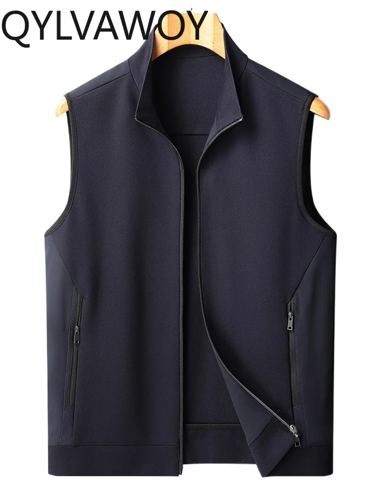

QYLVAWOY Men's 2025 Spring Autumn New Sleeveless Vest Thin Stand Collar Casual Waistcoat Gilet кожаная куртка black vest LJ2047