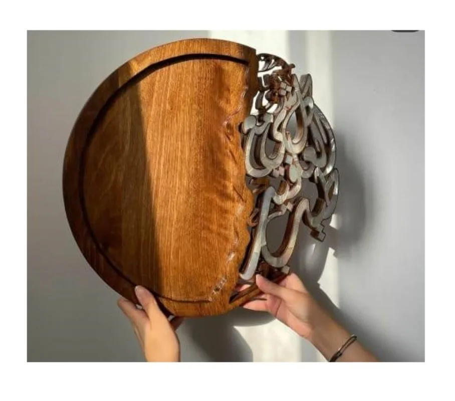 

Factory Sale Ramadan Eid al-Fitr Gifts Round Acacia Mop Inlaid Chocolate Tray Pearl Mother Dessert Tray