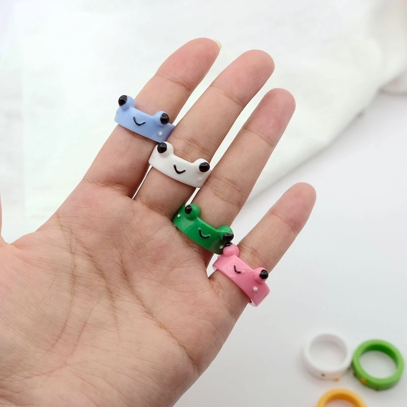 Chunky Cute Frog Chick Bear Rings Anti-fading Hip-hop Super Cute Colorful Animal Froggy Rings Party Wholesale Jewelry Gift