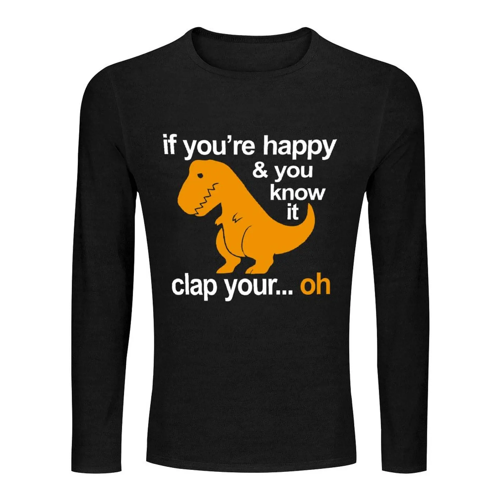 Dino Clap Your Hands: Playful T-Rex and Happy Rhymes Long T-Shirt quick drying t-shirt oversized t shirt mens t shirt