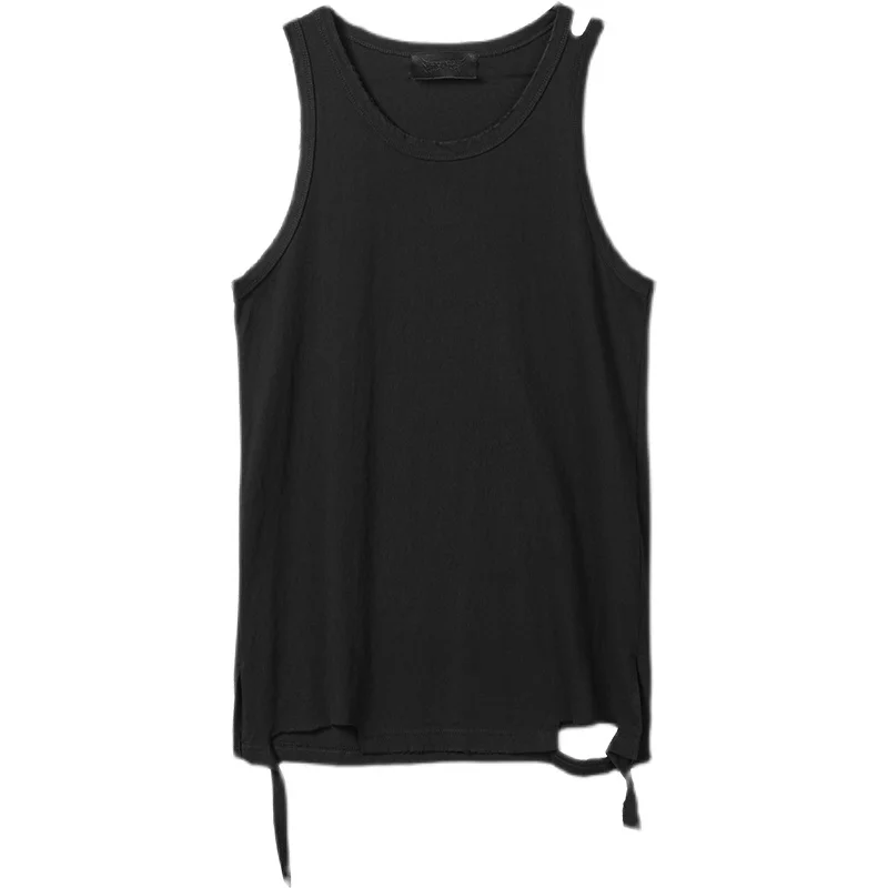 

Punk Vest Day Yuppie Hole Design Personality Stylish Men Sleeveless Shirt Comfortable And Breathable