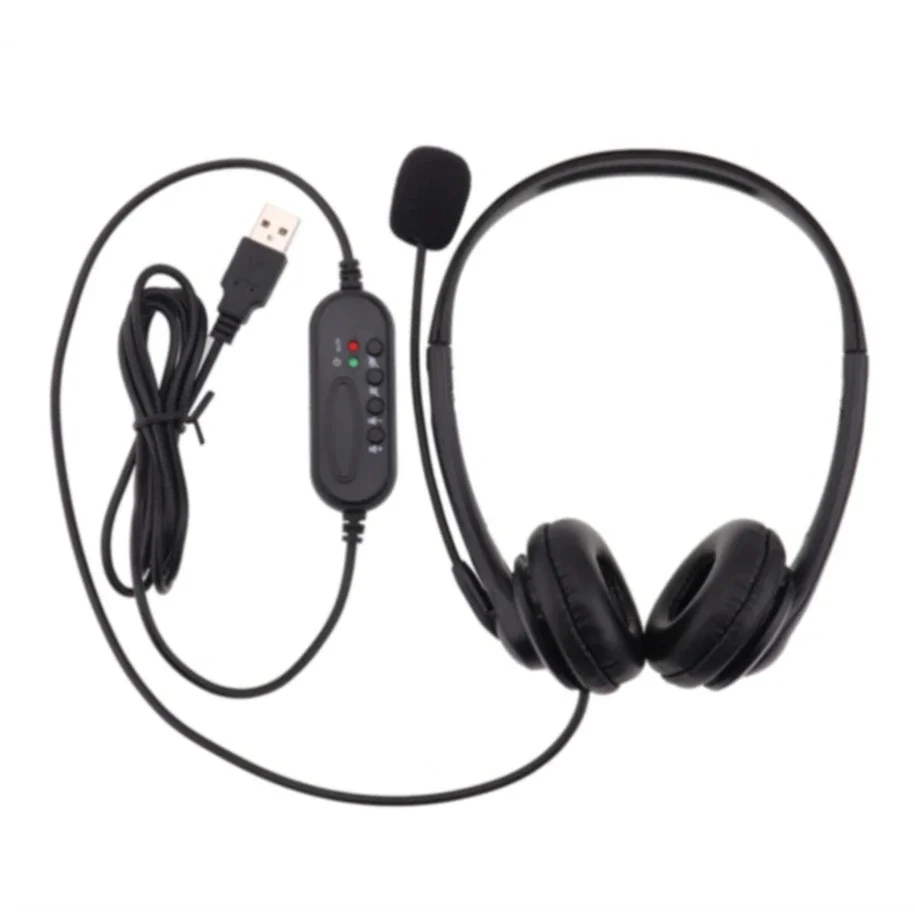 50pcs USB Noise Cancelling Wired Headset Universal Business Computer Headphones With Microphone For PC Laptop Earphones