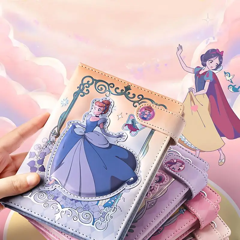 Anime Kawaii Disney Snow White A5 Magnetic Button Color Page Book Cartoon Princess Series Beautiful Notebook for Children Gift