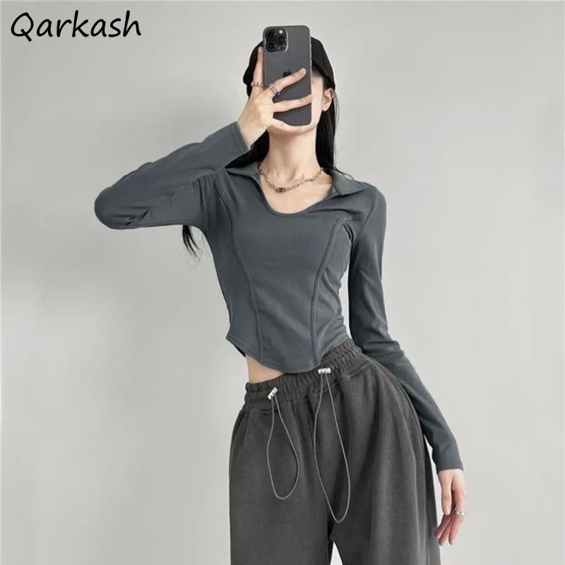 

Женские облегающие футболки, однотонные универсальные пикантные Топы в Корейском стиле для девушек, Y2k, модная уличная одежда, эстетическая одежда, Ins