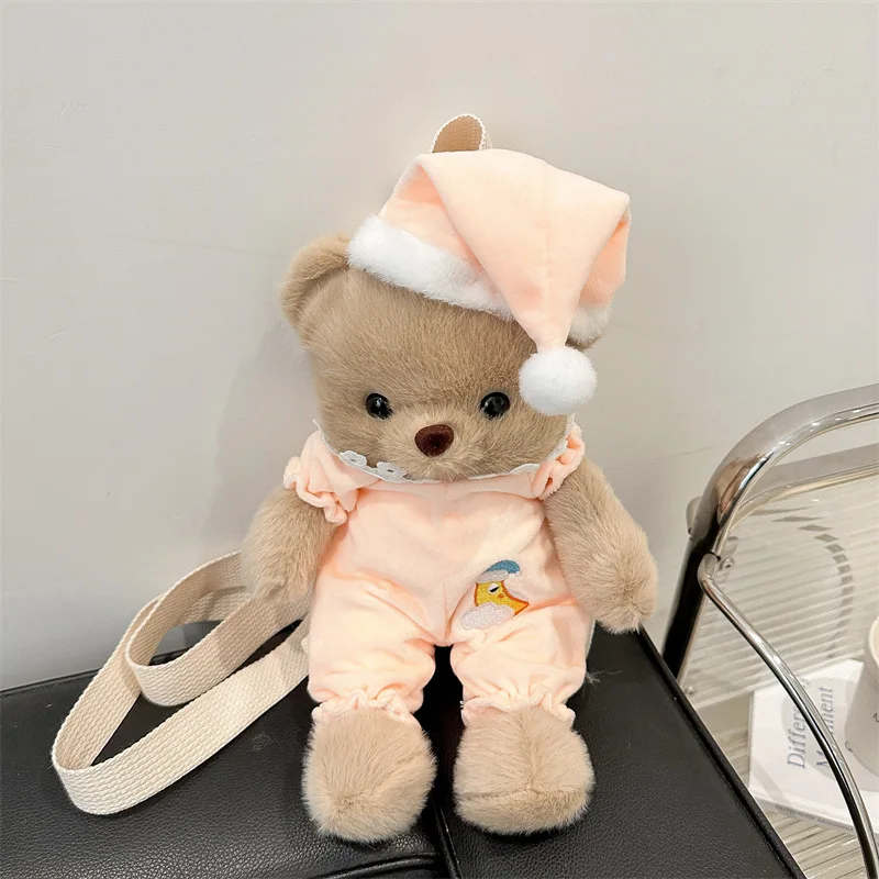 Kawaii New Goodnight Bear Plush Stuffed Doll Shoulder Bag Cute Girls Sweet Plush Animal Backpack Coin Purse Best Birthday Gifts