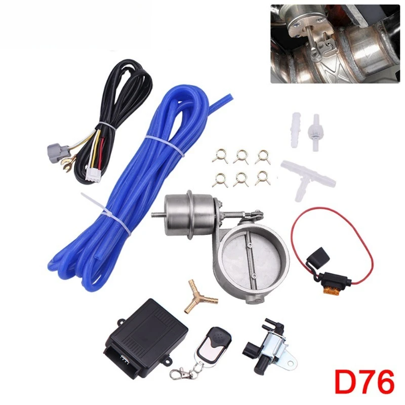 Suitable for automotive modification 3-inch 76mm closed vacuum exhaust valve set with wireless remote control device