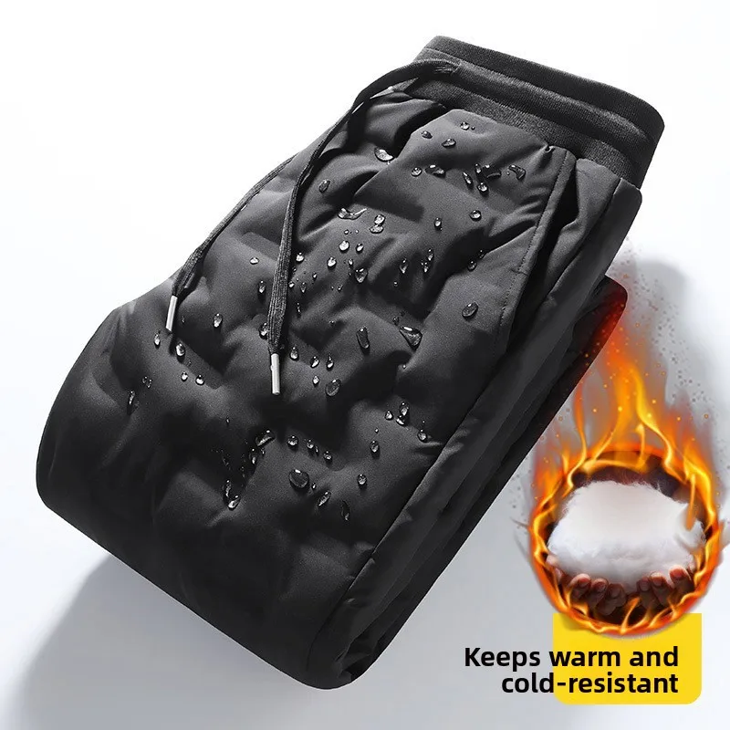 

Men's Winter Thiened Fce Casual Pants Windproof Warm Outdoor Wear Resistant Durable Du down Cotton Trousers