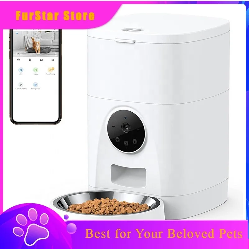 FurStarDog Treat Feeder Camera Automatic Cat Feeder WiFi APP Camera Smart Pet Feeder