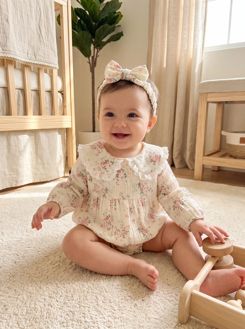 MILANCEL Baby Bodysuits and One-pieces 3-18M Autumn Baby Clothes Sweet Floral Bodysuit for Newborns Toddler Girl Clothes