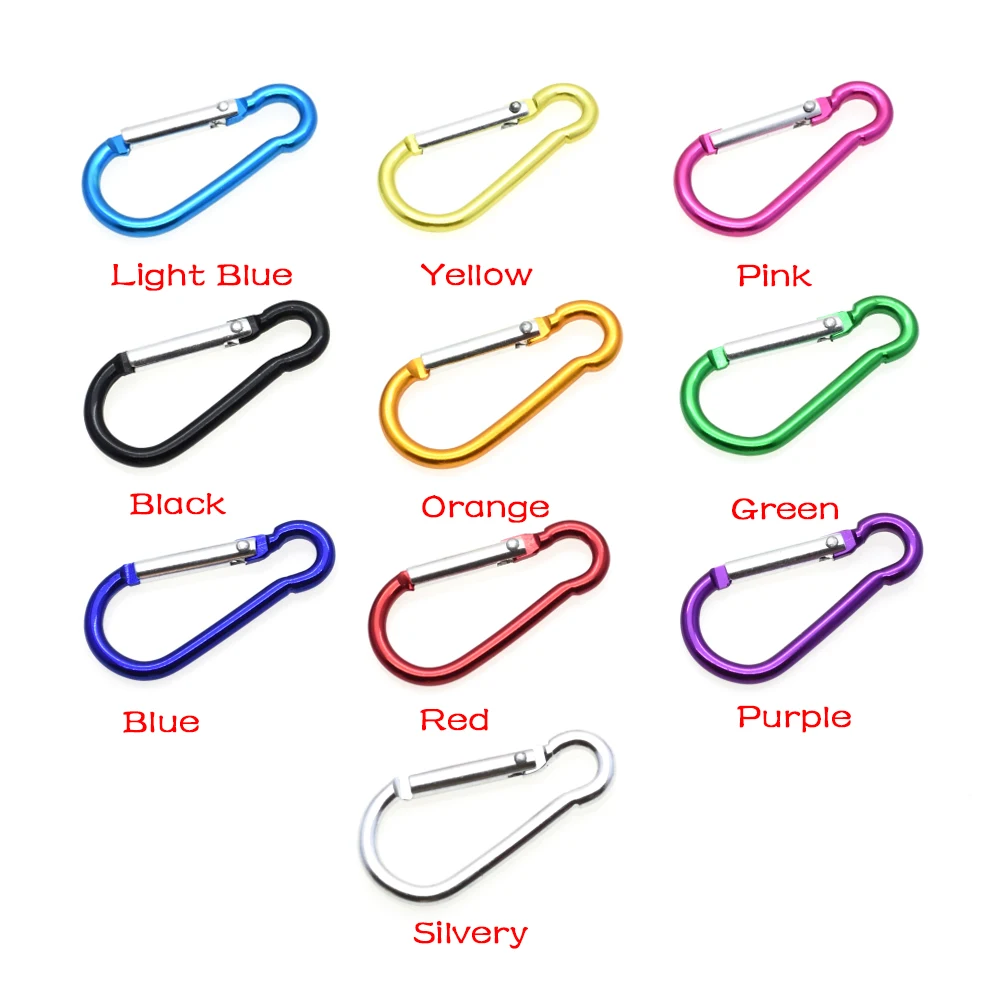 10pcs Aluminum Carabiner Snap Hook Keychain For Paracord Outdoor Activities Hiking Camping 10 Colors