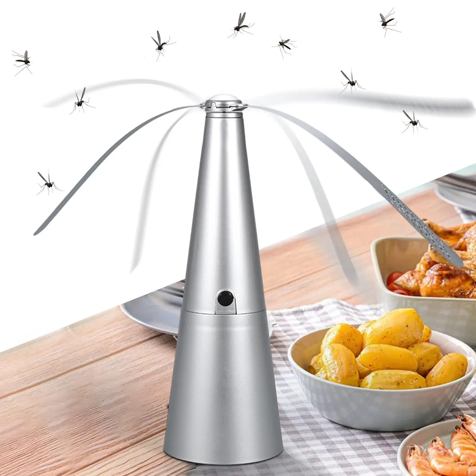 

Automatic Mosquito Repellent Fan Portable Fly Fan Keeping Food Clean multi function fan blade Mosquito Repeller for Home Picnic