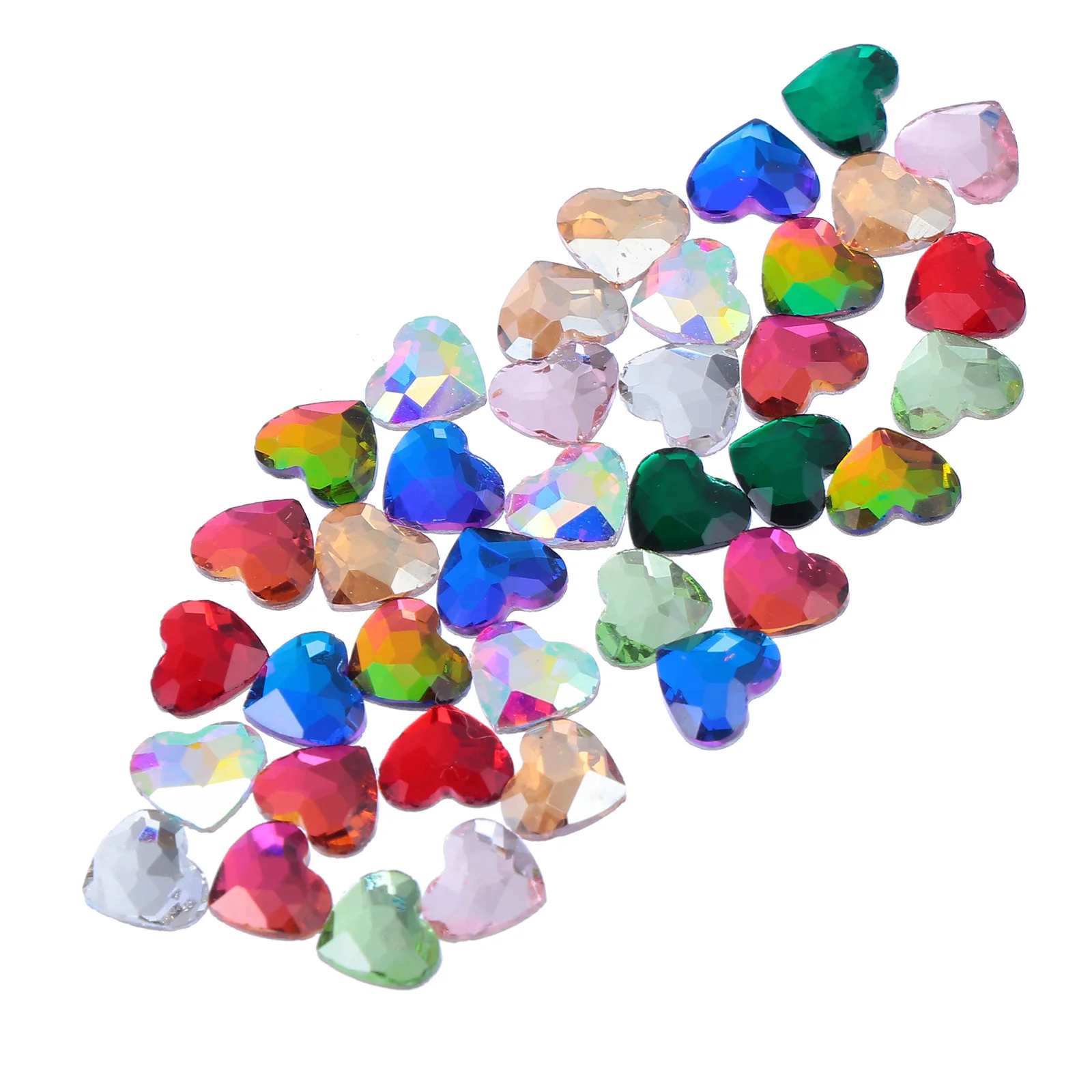 

50Pcs Heart Nail Charms Rhinestones Flatback DIY Accessories for Manicure Nail Art Sparkling Decorations Crafts