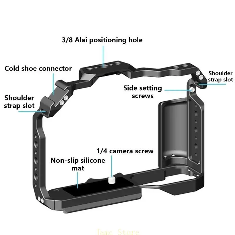 

LX0B Camera Cage Aluminum Video Rig with 1/4inch Thread Cold Shoe Ergonomic Camera Cage Quick Release Plate Stabilizer
