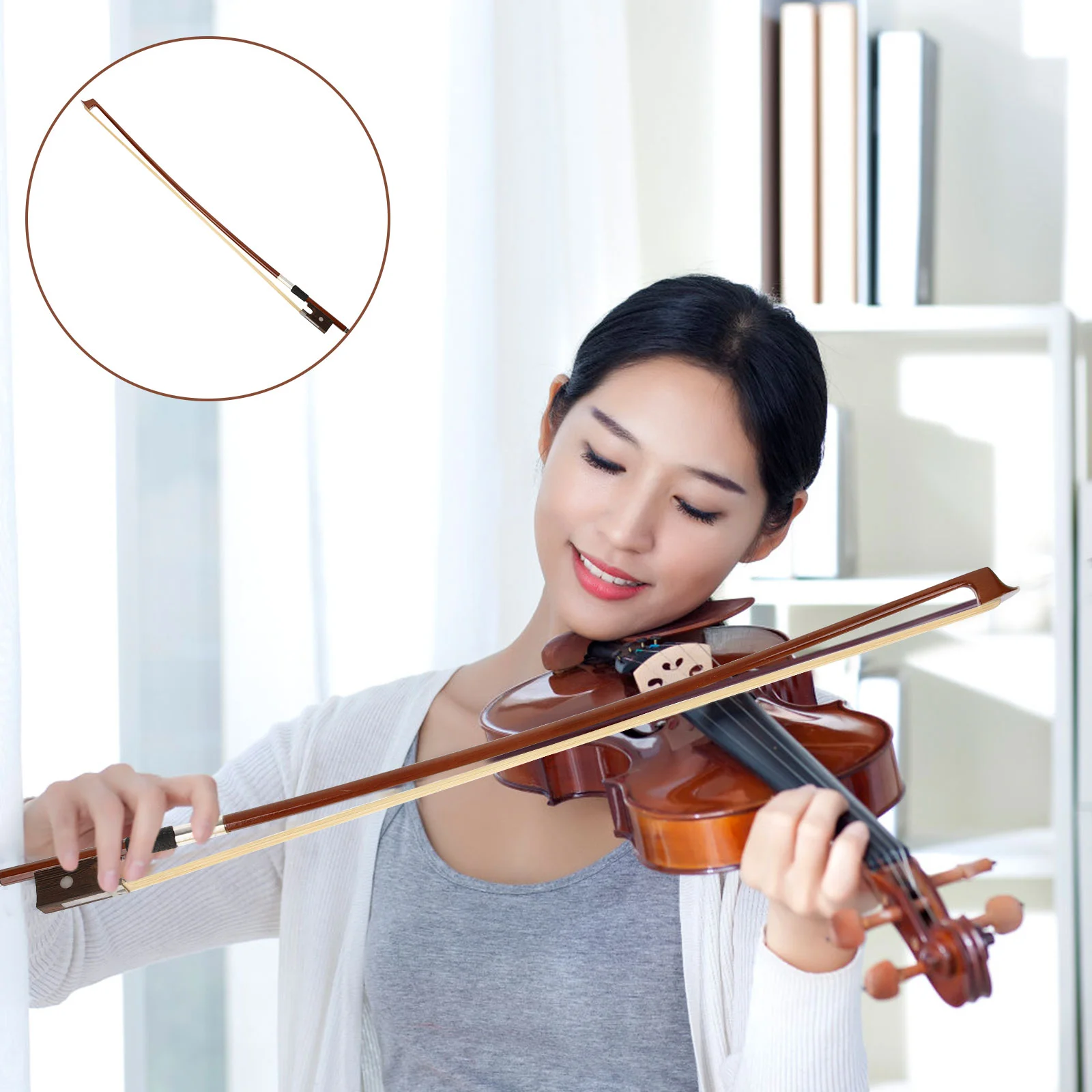 Instruments Violin Parts Horsetail Hair Bow Accessories Accessory Useful Wood Made Student