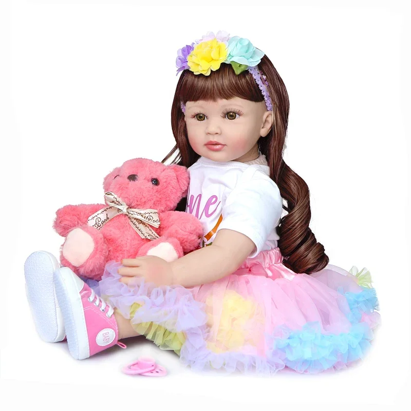 60cm Bebe Reborn Toddler Silicone Reborn Baby Doll Toys 24 Inch Vinyl Princess Girl Dolls Toys for Children Gift