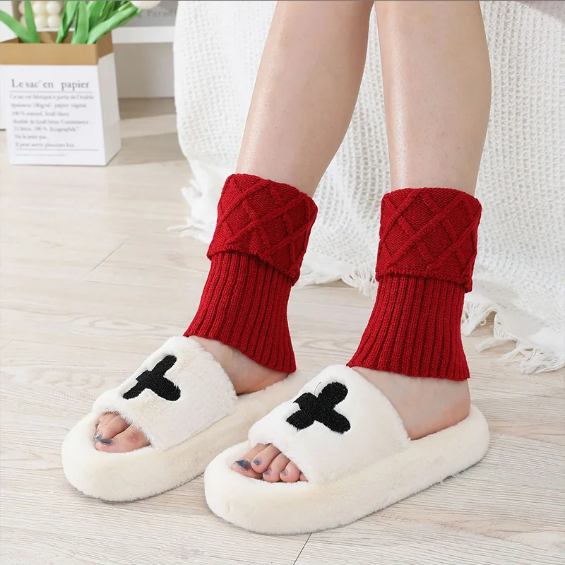 المرأة محبوك تنوعا الساق حامي غطاء الحذاء غطاء للقدم نمط قصير جديد الوجه على غطاء جورب دافئ محبوك #1