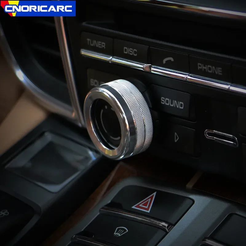 

Aluminium Alloy Styling Car Center Console Volume Knobs Decoration Cover Trim For Panamera Cayenne Macan Interior Accessories