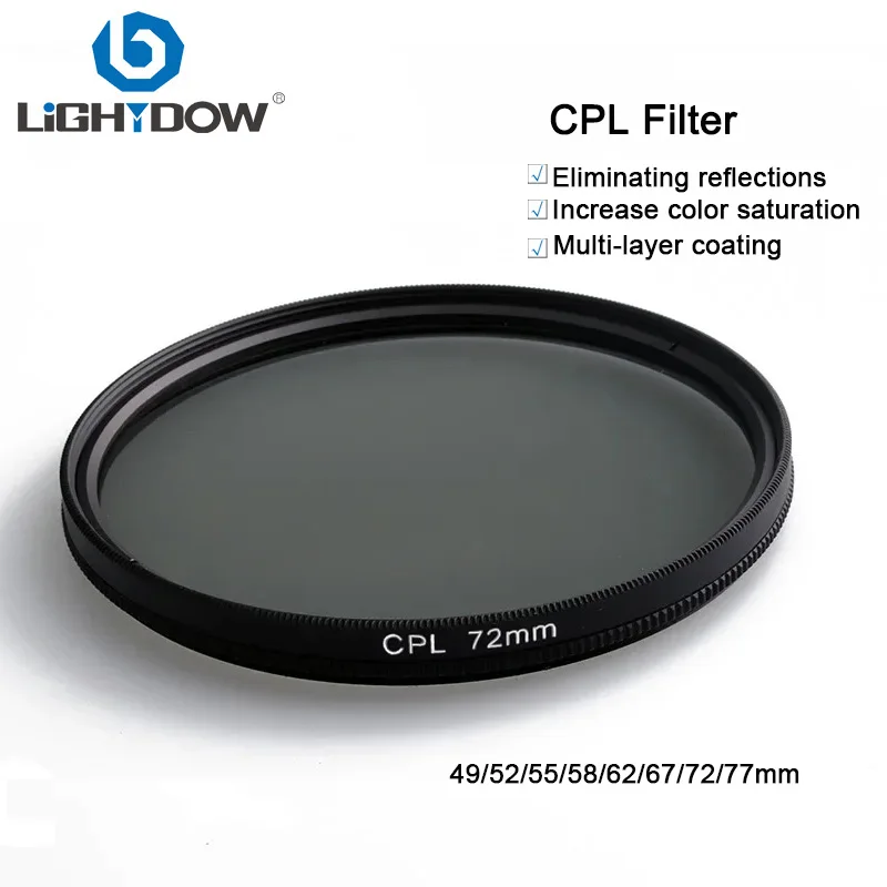 Lightdow Circular Polarizing CPL Filter 49mm 52 55mm 58 62 67mm 72mm 77 82mm for Nikon Canon Sony Fujifim Olympus Camera Lens