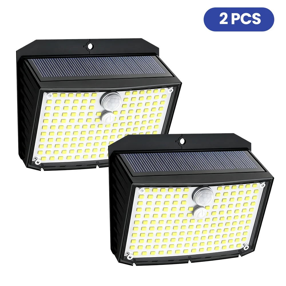 158LED Solar-Wandleuchten mit Bewegungssensor, superhelle Solarleuchten für den Außenbereich, wasserdicht, 3 Beleuchtungsmodi, Sicherheitswandleuchte für den Außenbereich, Zaun, Hinterhof, Terrasse,