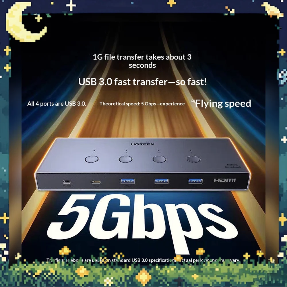 UGREEN 35986 AK701 HDMI 2.1 KVM Switch 4 In 1 Out 8K Video Selector for Four Computers One Monitor