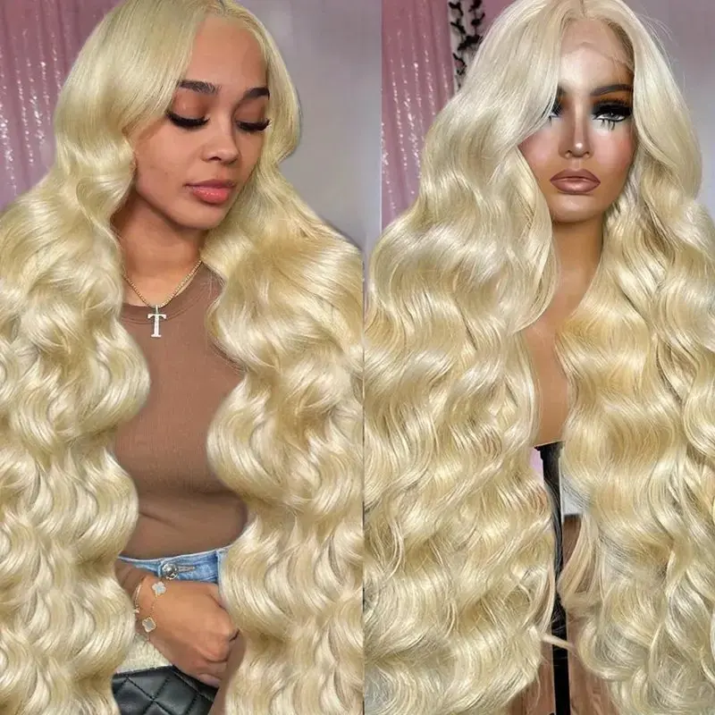 18 38 Inches 13X4 Frontal Body Wave 613 Blonde 13X6 HD Lace Wigs Colored Pre-Plucked Baby Glue-Free Human Hair Wig 150 Density