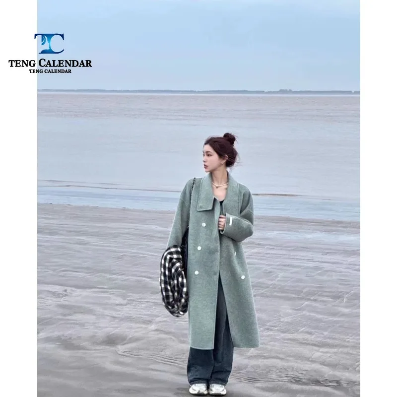 Korean Version of Winter Woolen Coat, with A High-end Gray Lazy Style and Long Woolen Coat, New for Women in 2024