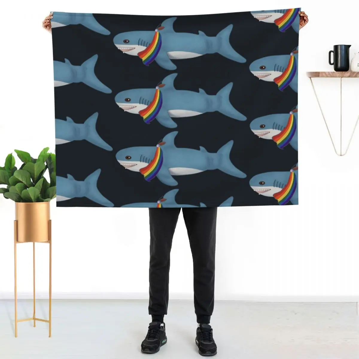 

Pride Blahaj Throw Blanket Soft Home Decor Blanket for Couch Bedroom