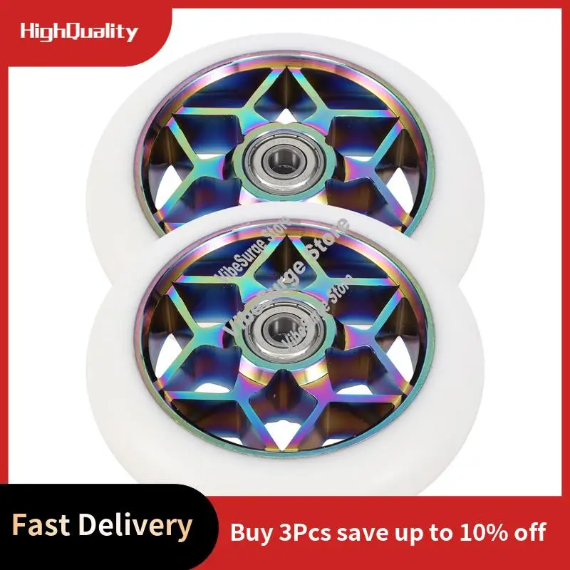 

ABWY-2 шт. аксессуары для скутера 110 мм колеса для скутера красочные колеса из искусственной кожи толстые колеса для трюков с подшипниками