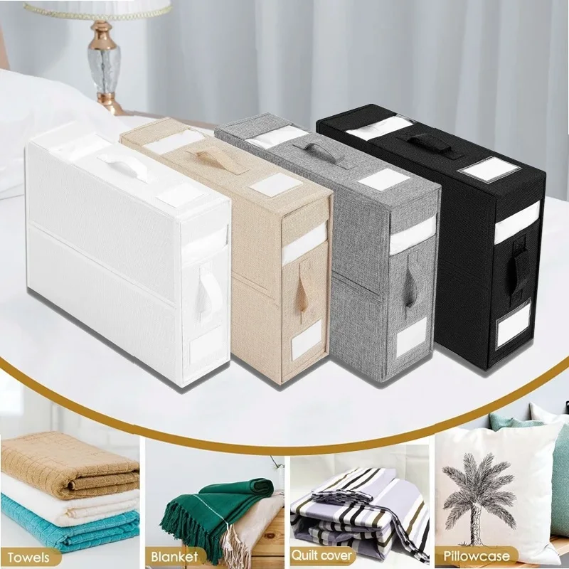 Large Capacity Bedding Storage Box with Handle & Visual Window – Zippered Divider Blanket Organizer for Closet
