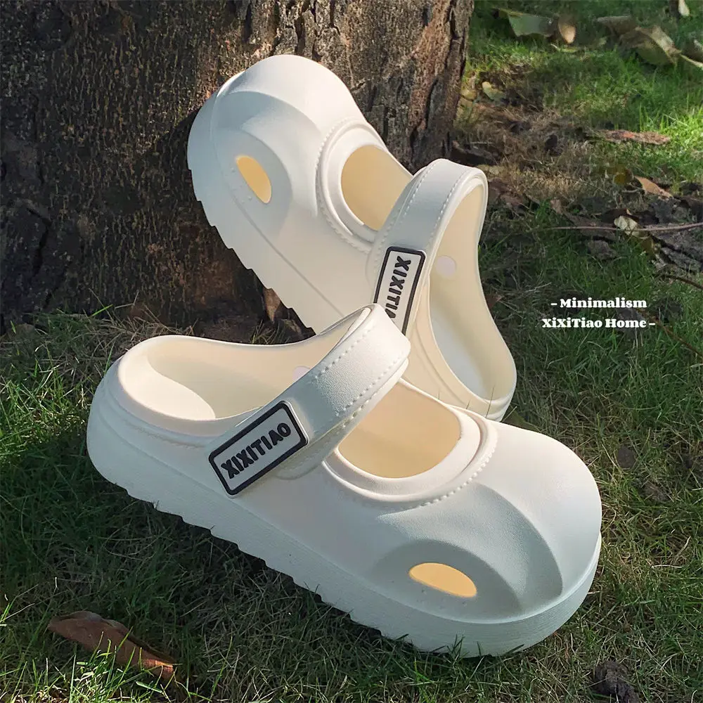 Summer cute women's slippers fashionable simple sandals outdoor platform comfortable hole shoes hollow beach non-slip shoes