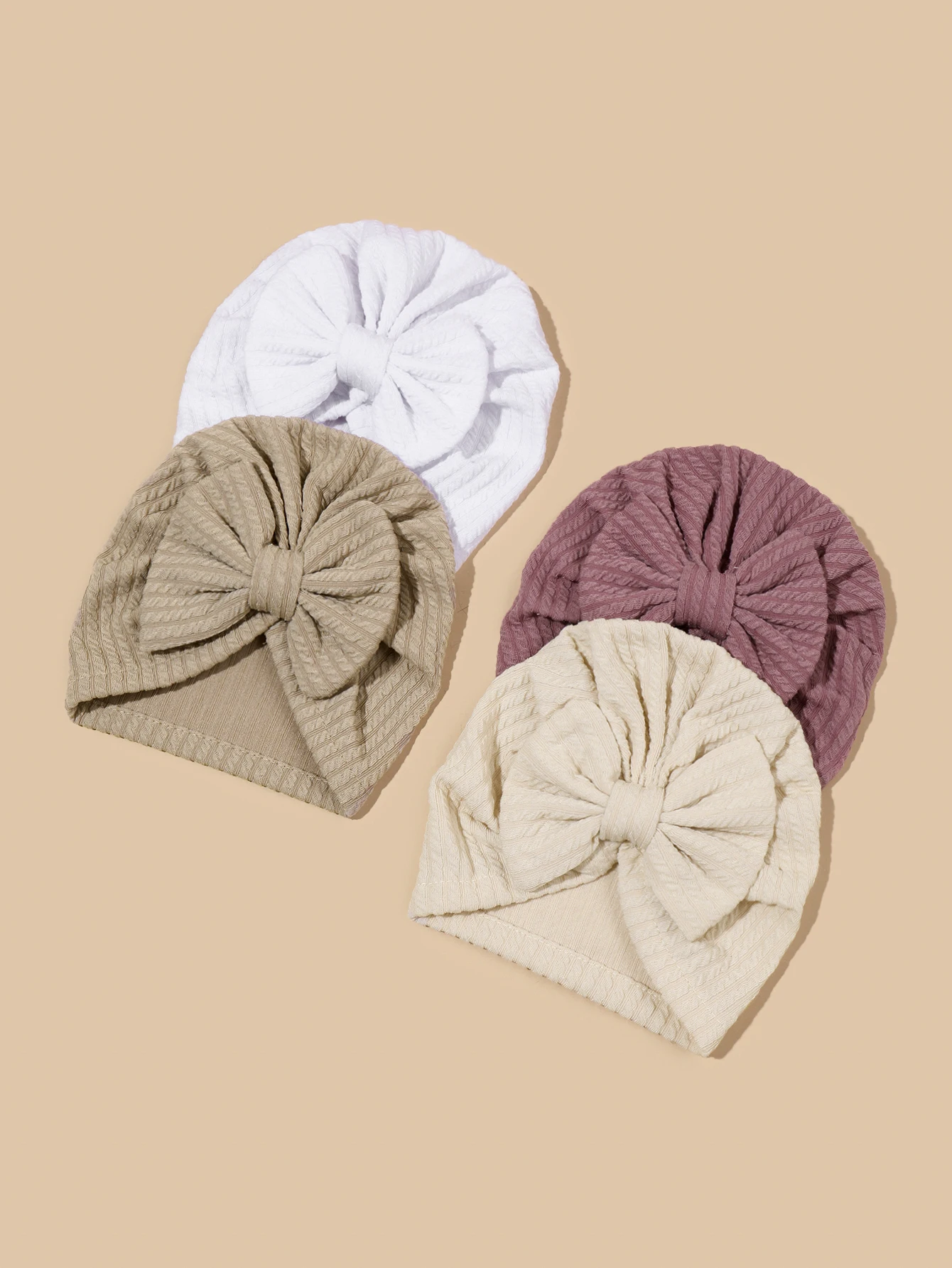 4Pcs/pack Solid Bowknot Baby Girl Turban Hat for Newborn Bebe Boy Spring Autumn Caps Infant Hair Accessories Infant Props