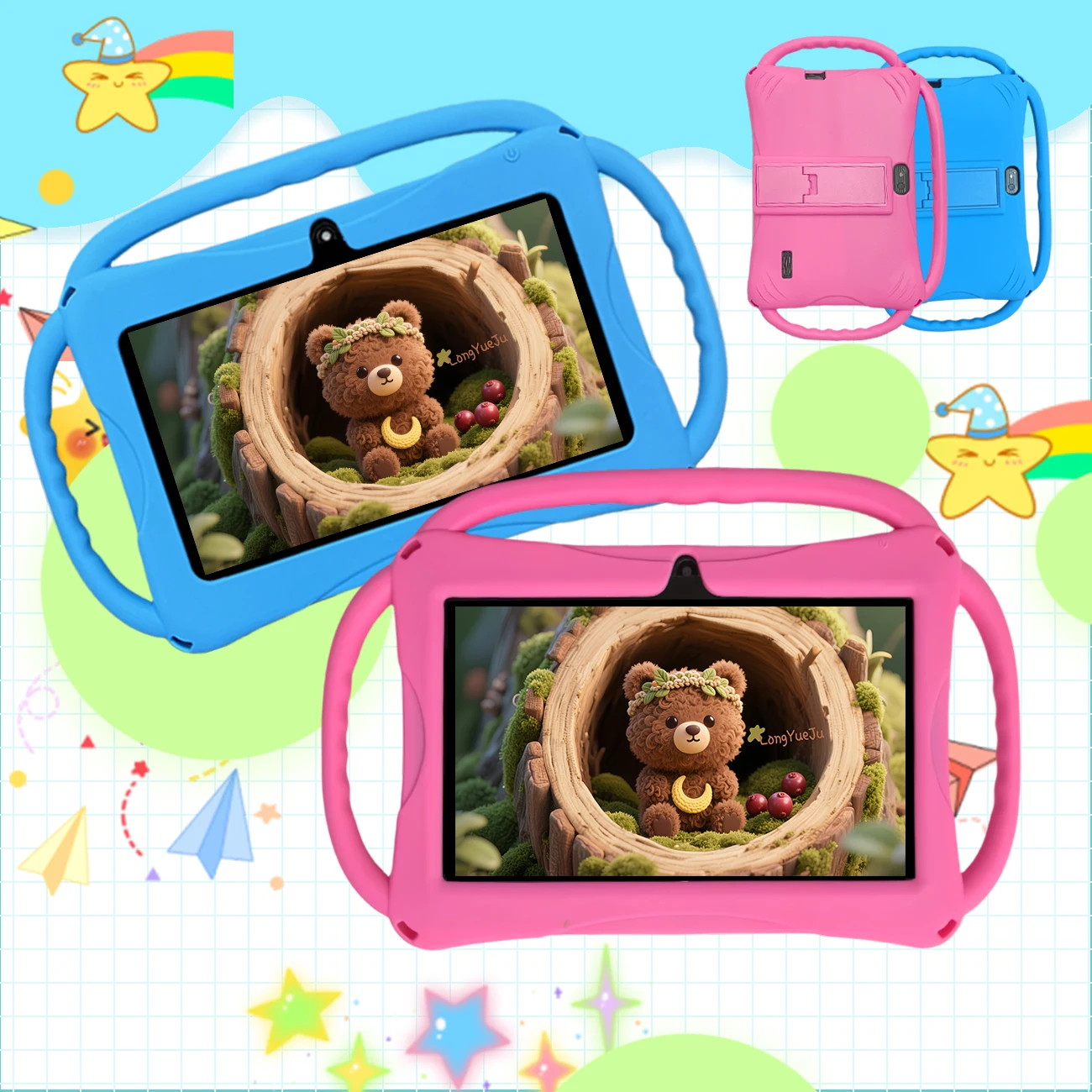 

Детский планшет, 7 дюймов, детский Android 12, 2 ГБ ОЗУ, 32 ГБ ПЗУ, 1024 x 600, IPS HD-экран, Wi-Fi, Bluetooth, двойная камера, родительское управление