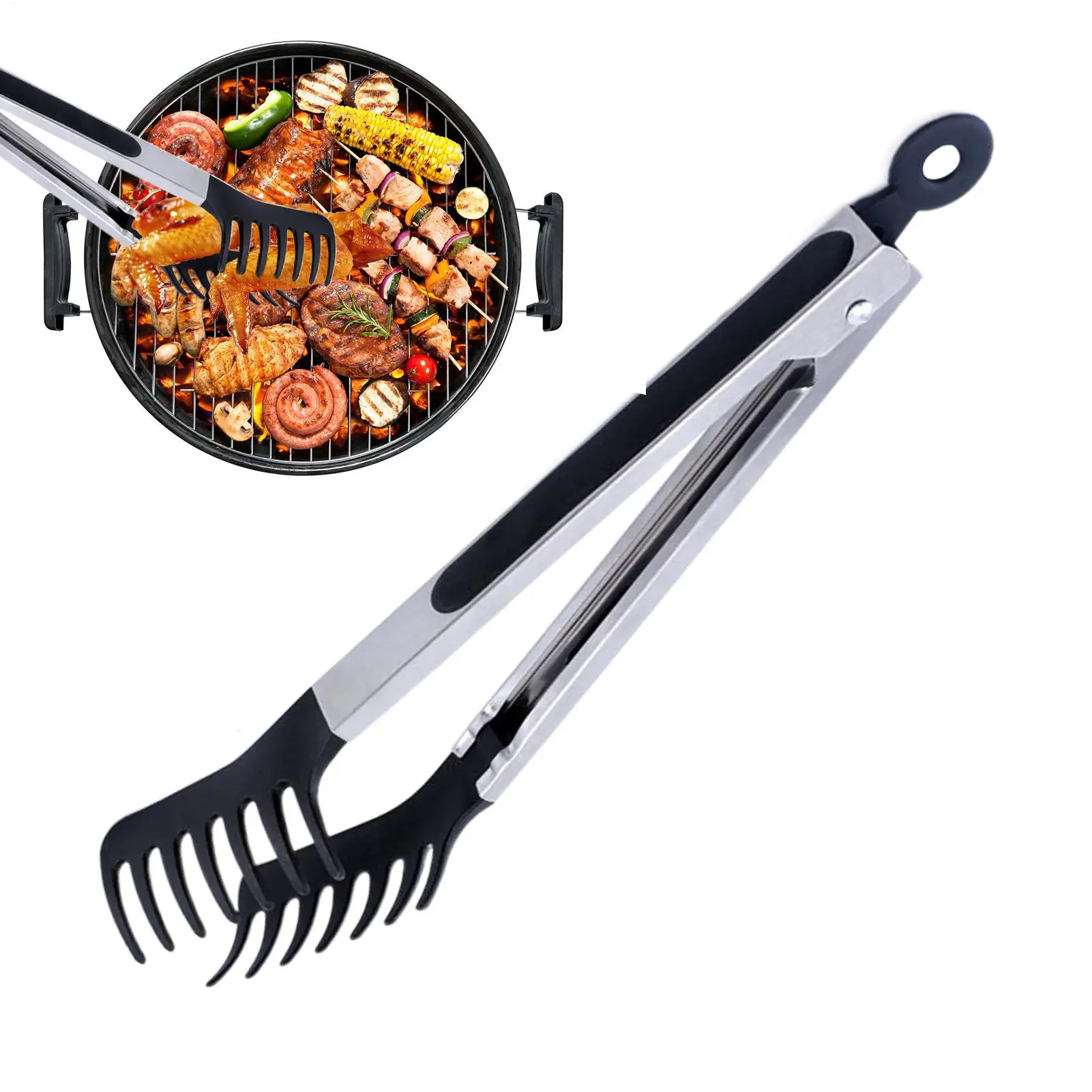 Pinzas de cocina, pinzas para Pasta de silicona resistentes al calor, servidor ergonómico con Clip para alimentos, herramienta de cocina, fiestas de barbacoa, cocinar carne y verduras