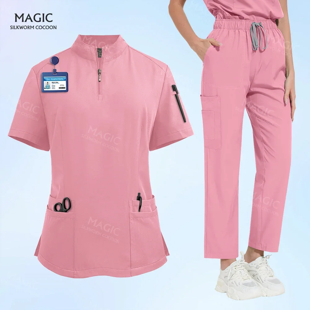 Clinical Nursing Uniform Women Hospital Surgical Gown Dental Nursing Workwear Pet Grooming Medical Blouse Pants Doctor Nurse Set