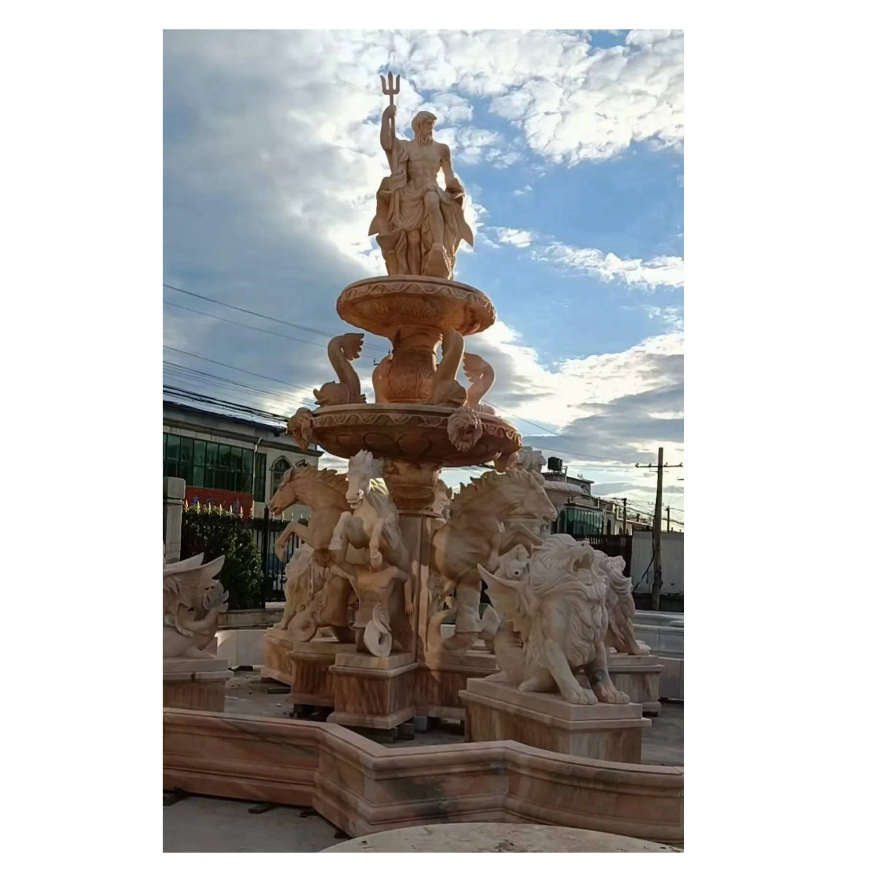 Natural Marble Outdoor Large Luxury Elephant Sculpture Water Fountain Deposit Only