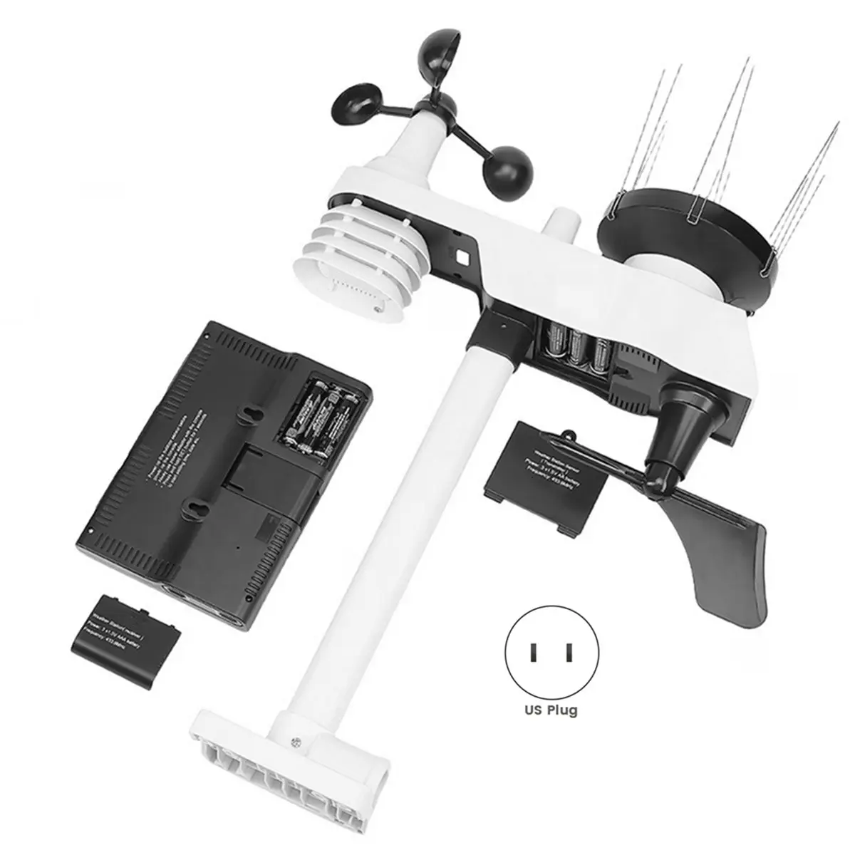 [For Wholesaler]5-in-1 Wireless Weather Station with Solar Power & Moon Phase Display US Plug