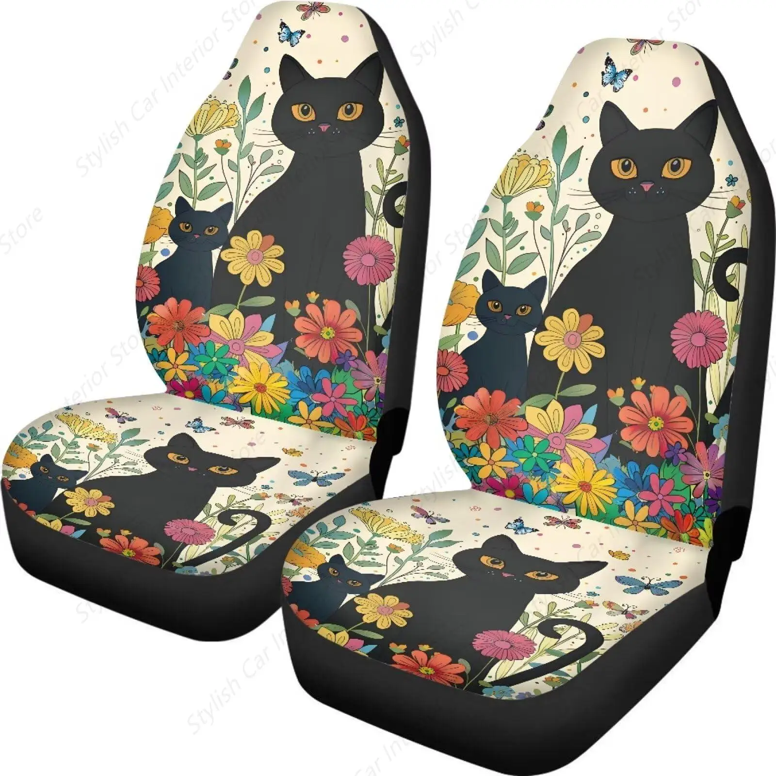 

Cat Flower Waterproof Seat Covers Car Seat Protector Auto Seat Cover Universal Front Seat Dog Mat Spill Guard Carseat Protector