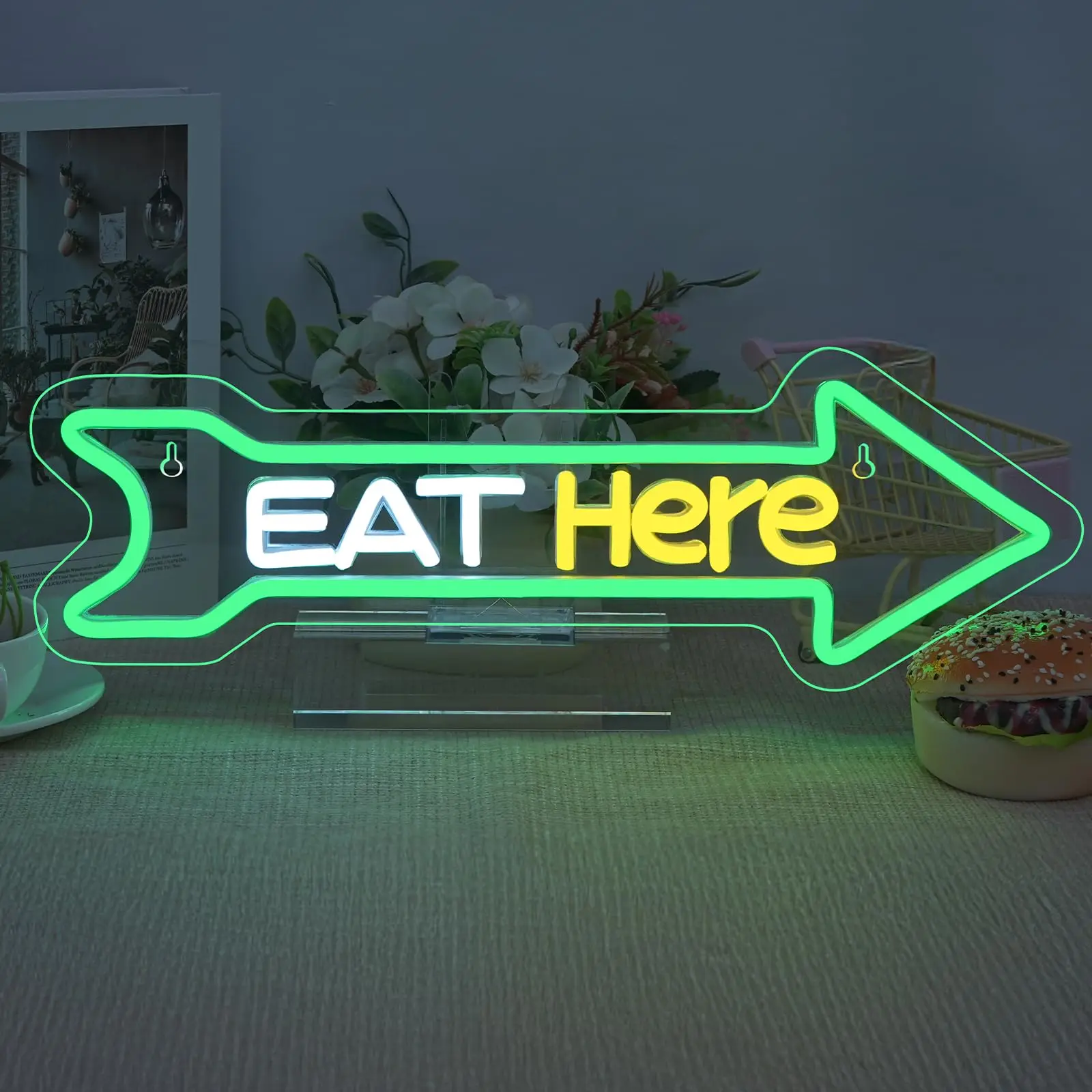 

Eat Here Arrow Neon Sign Dimmale Neon Lights For Wall Decor Led Lights For Home Kitchen Restaurant Bar Party Decor