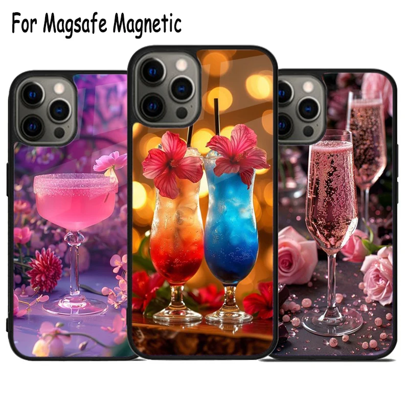 Alcohol Cocktails Mocktails Wireless Charge Magsafe Phone Case For iPhone 15 16 14 13 11 12 Pro Max Plus Magnetic Bumper Cover