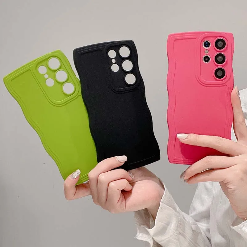 Fashionable Wave Edge Phone Case Suitable For Samsung S24 S23 S21 S20 FE S22 Plus Ultra Note 20 Ultra Shockproof Bumper Cover