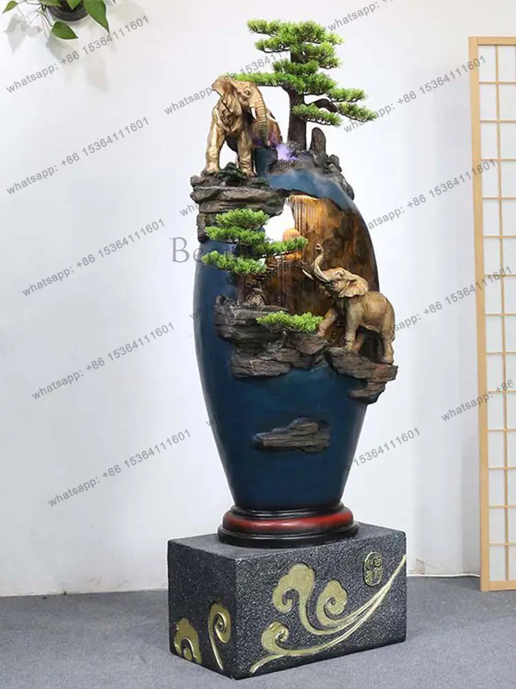 Elephant ornament decoration, floor-to-ceiling rockery, flowing water fountain, atomized landscape, lucky office humidifier
