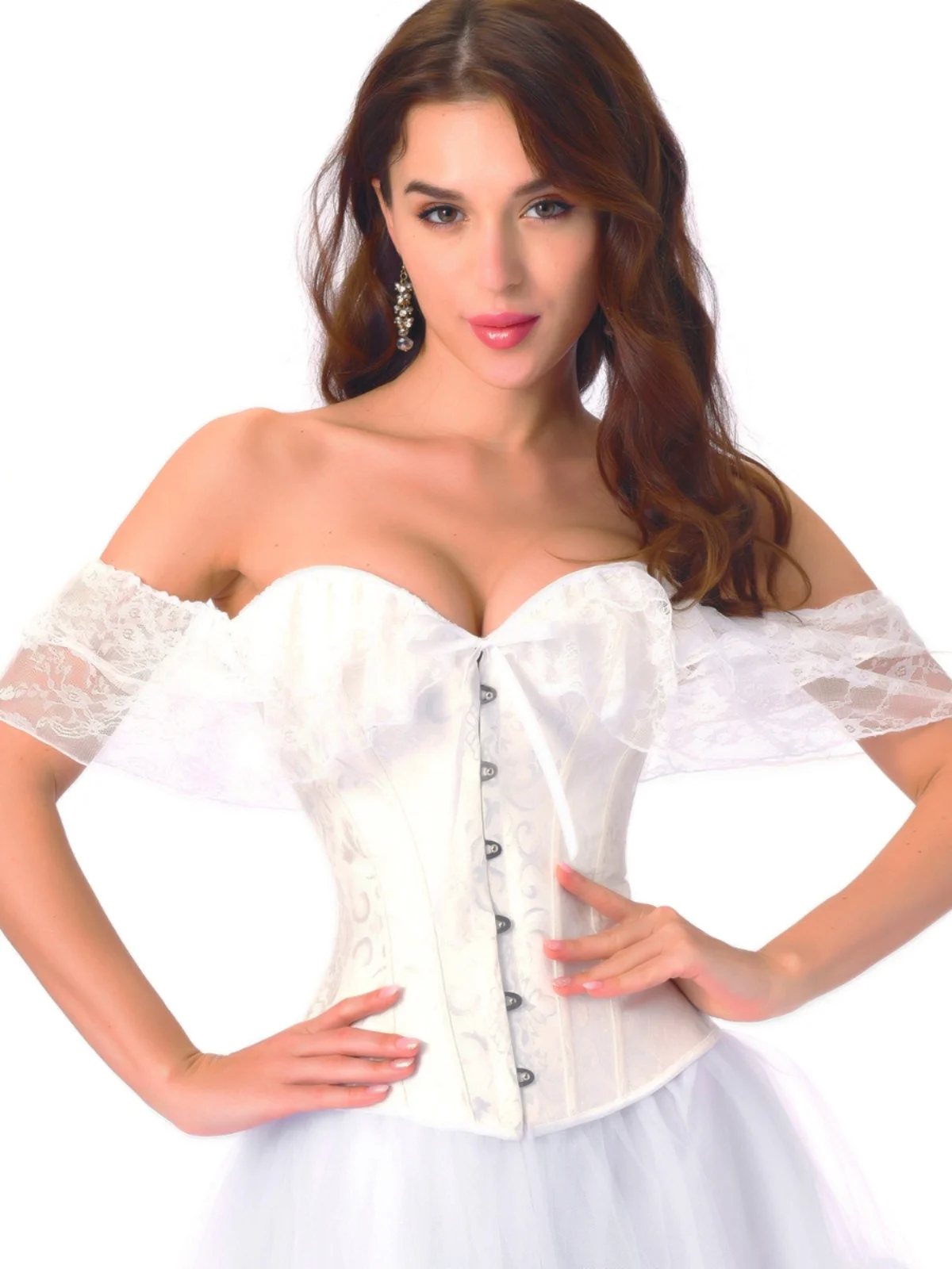 

Классическое кружевное свадебное платье на одно плечо, корсетное, с коротким рукавом, из полиэстера, для сценических выступлений