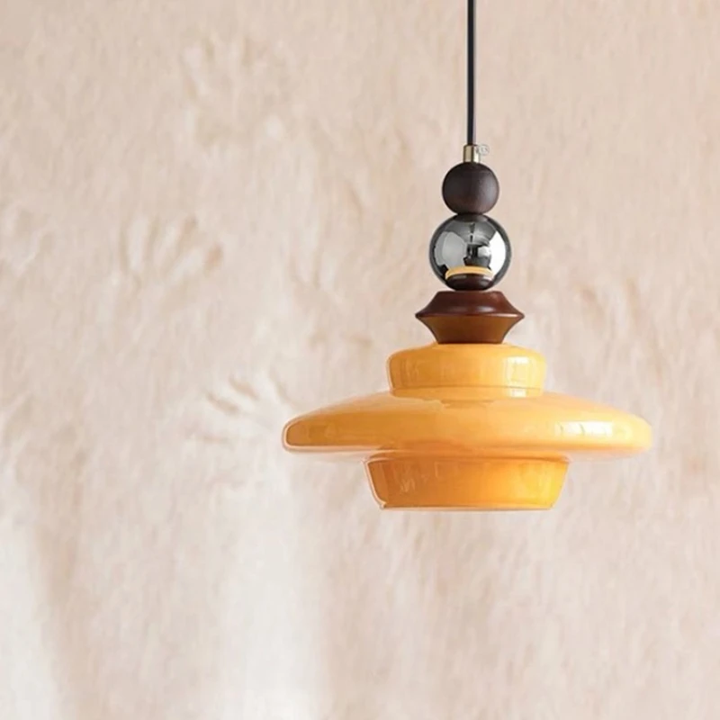 الفرنسية كريم نمط مطعم قلادة ضوء غرفة نوم السرير دراسة مقهى منصة مشروبات مصمم الجمالية خمر الزجاج شنقا مصباح #2