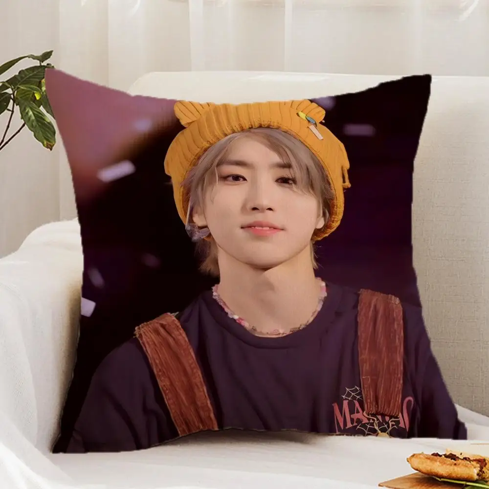 Singer H-Han J-Jisung Boy Cushion Cover Premium Comfort Reversible Pillow Cover - Dual - Use Design for Home & Car