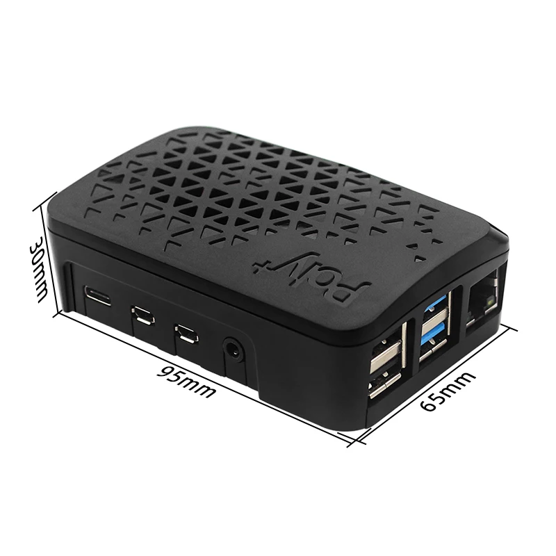 Argon POLY + Raspberry Pi 4 modèle B, boîtier ABS ventilé noir avec ventilateur de contrôle de vitesse PWM, dissipateur thermique en cuivre pour Raspberry Pi 4