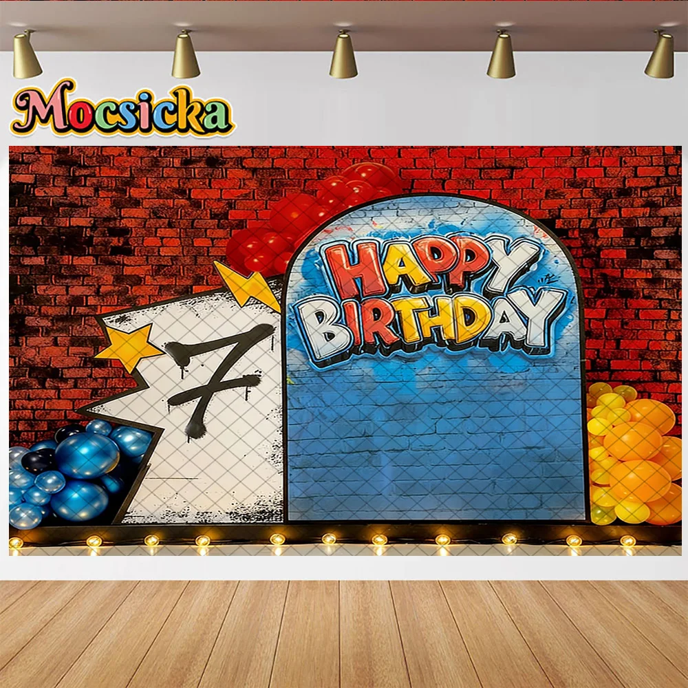 Mocsicka Photography Backdrop Hip-hop Style Individuality Wall Decoration Boys Girls Birthday Party Backgrounds For Photographs