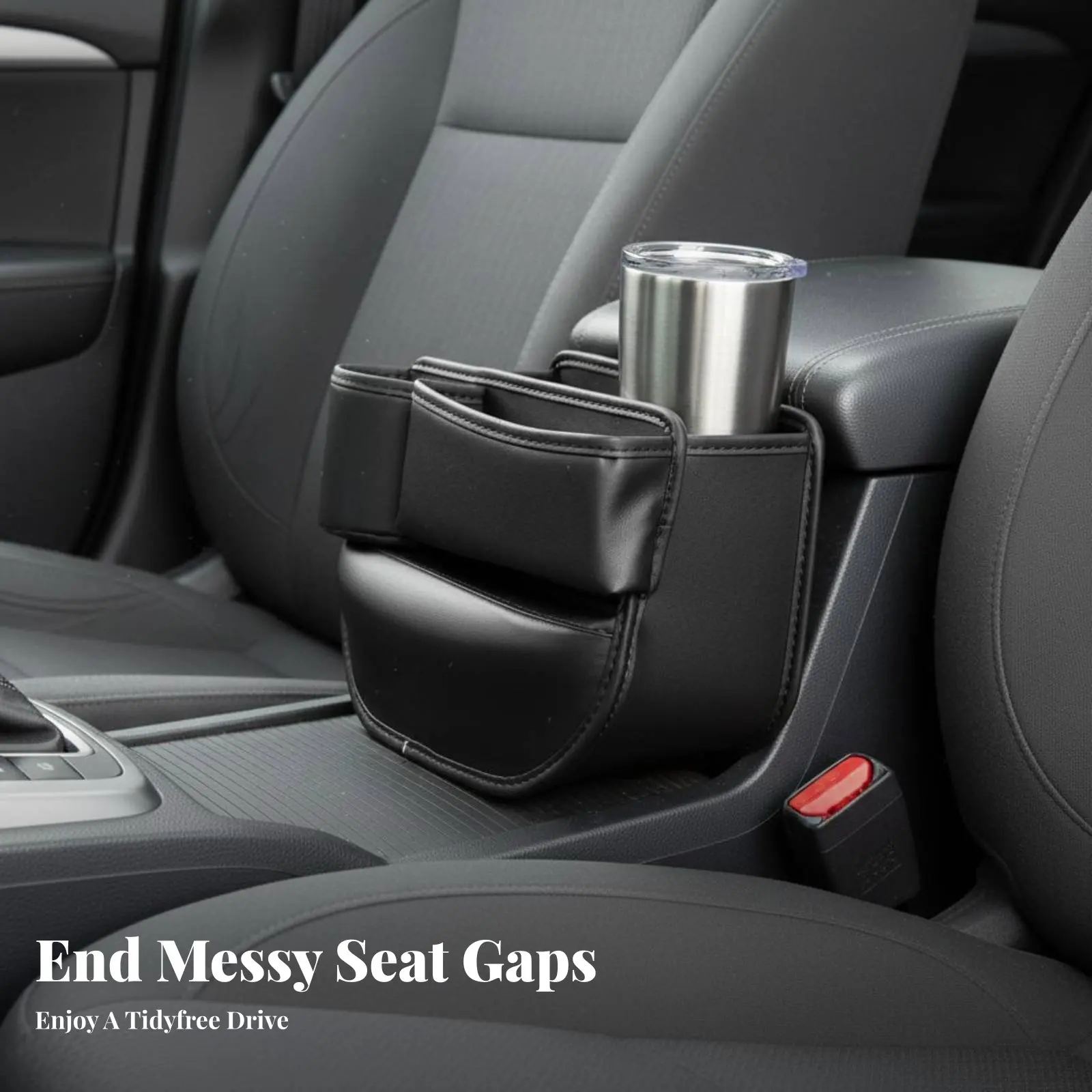 

Car Space Filler with Beverage Holder Holder Easy Installation Car Seat Space Filler Seat Side Pocket Organizer Reserved